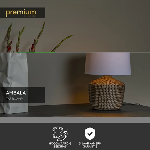 Lucide AMBALA - Tafellamp - Ø 45 cm - 1xE27 - Naturel | Premium - USP